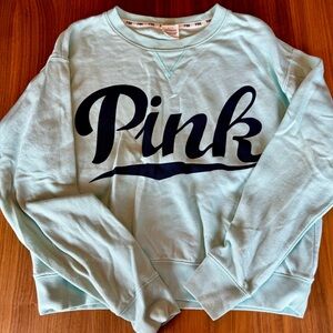 PINK Victoria's Secret Light Blue Crew Neck Sweater